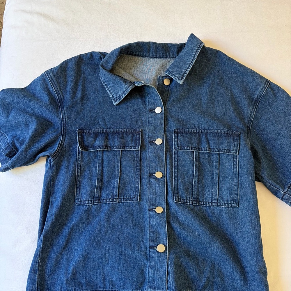 Denim Button-Up Jacket - Blue